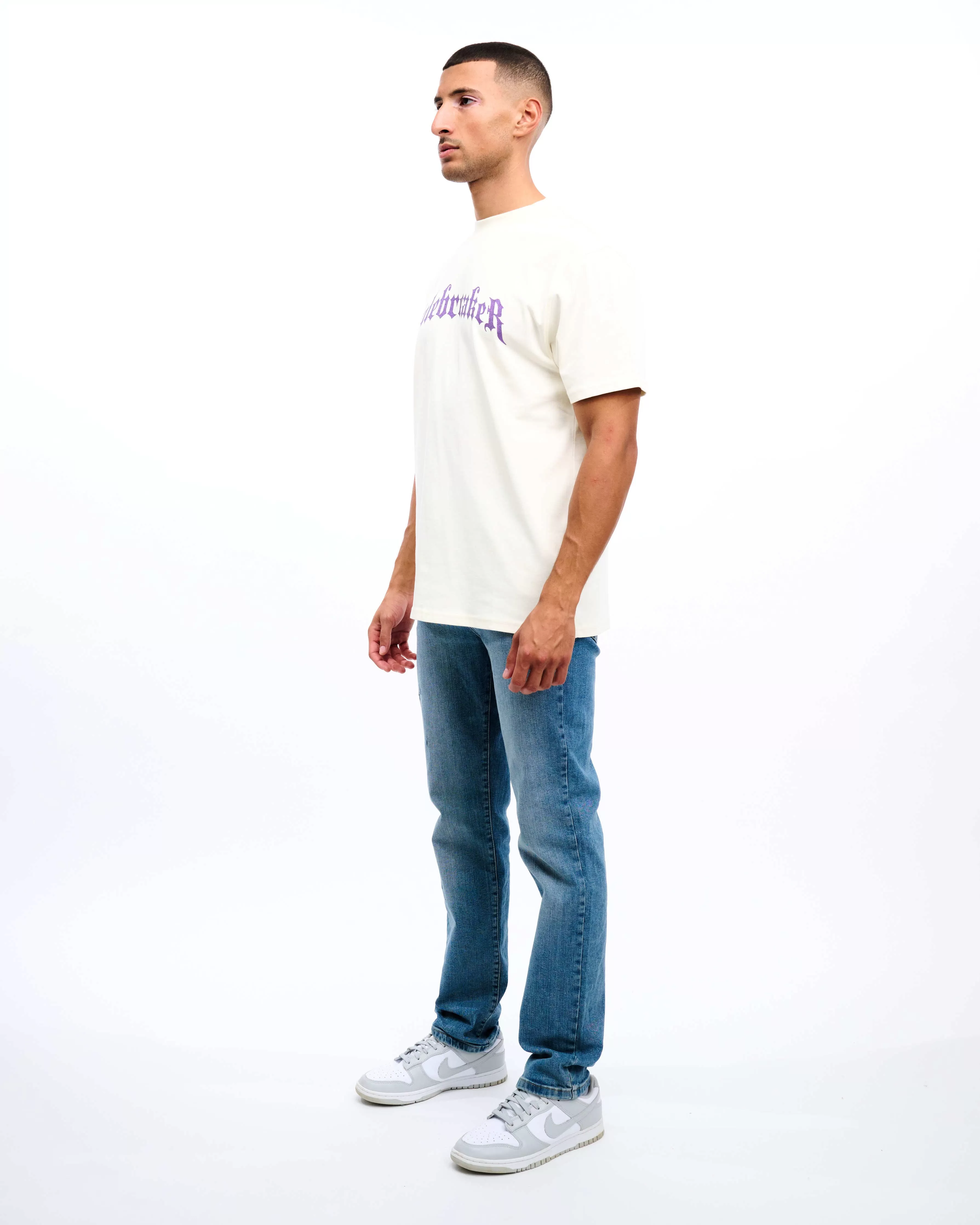 CROYEZ RULEBREAKER T-SHIRT - VINTAGE WHITE/PURPLE