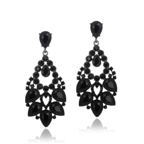 Cubic Zirconia Crystal Vintage Style Teardrop Dangle Chandelier Earrings