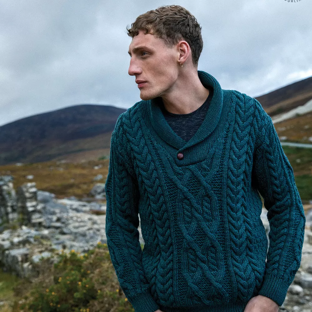 Dair -  Aran Shawl Collar Sweater