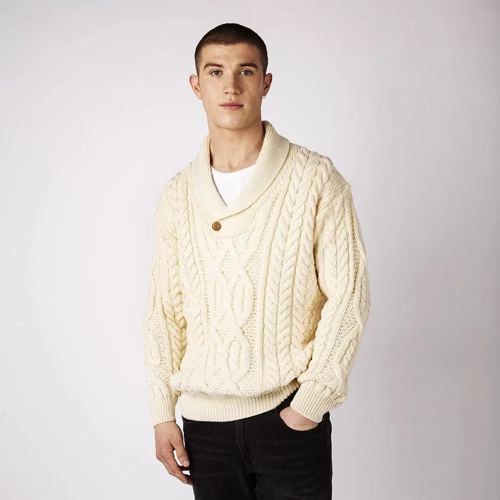 Dair -  Aran Shawl Collar Sweater