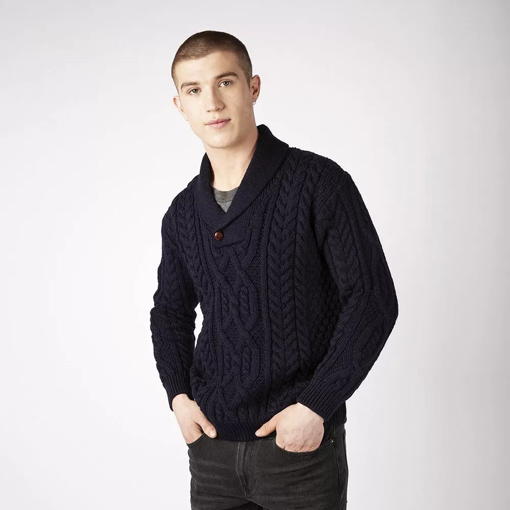 Dair -  Aran Shawl Collar Sweater