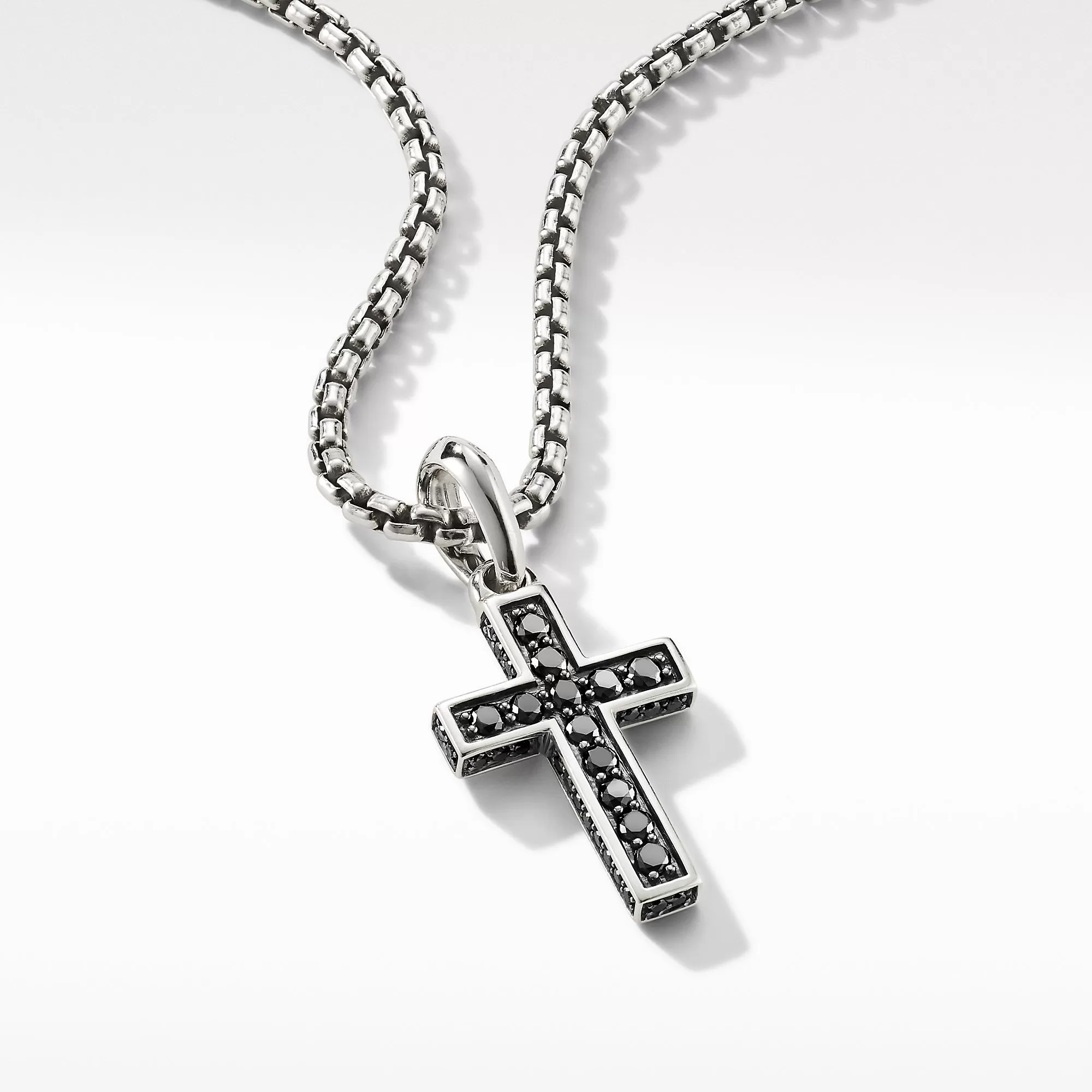 David Yurman Men's Cross Pendant with Pave Black Diamonds 23MM