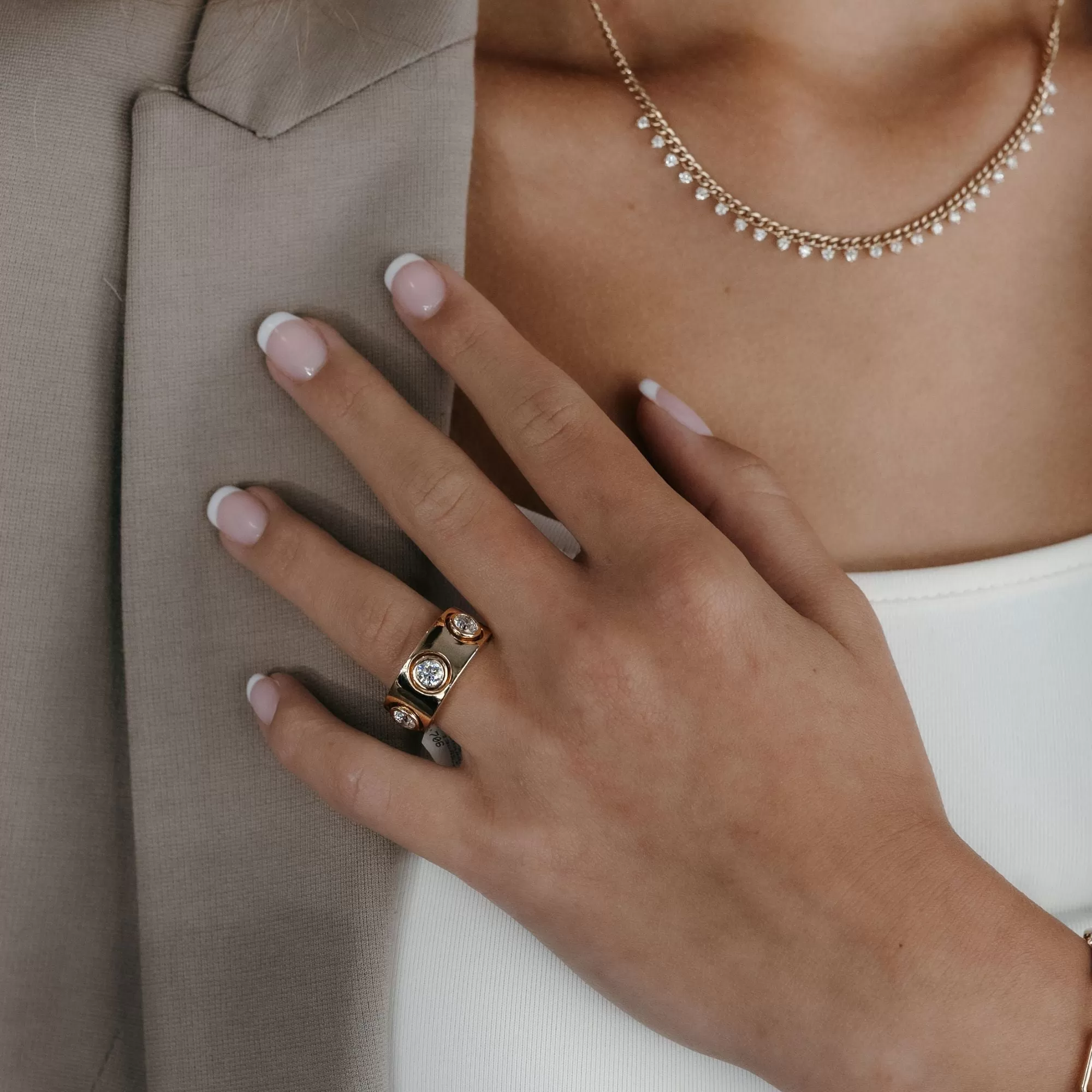 Diamond Three-Stone Bezel Ring