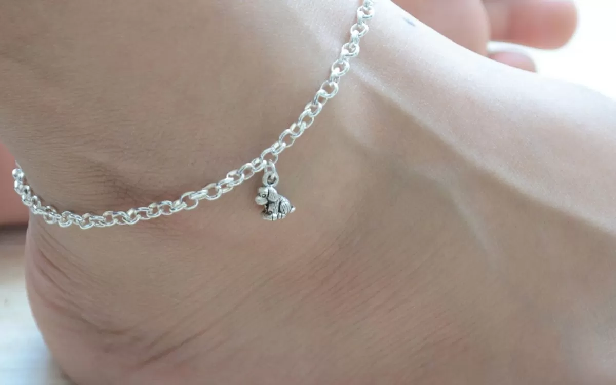 Dog Lovers Contemporary Minimalist Anklet Silver Everyday Boho Style Unique Barefoot Jewelry