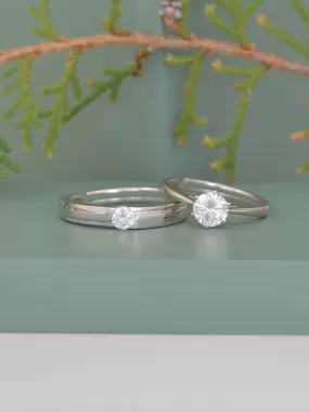 Elegant Adjustable Silver Rings For Couple