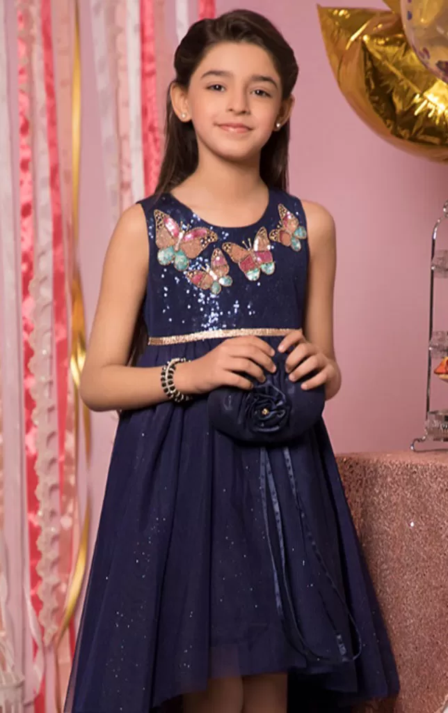 Embroidered Butterflies Sequins Frock | BIRTHDAY BASH | F978