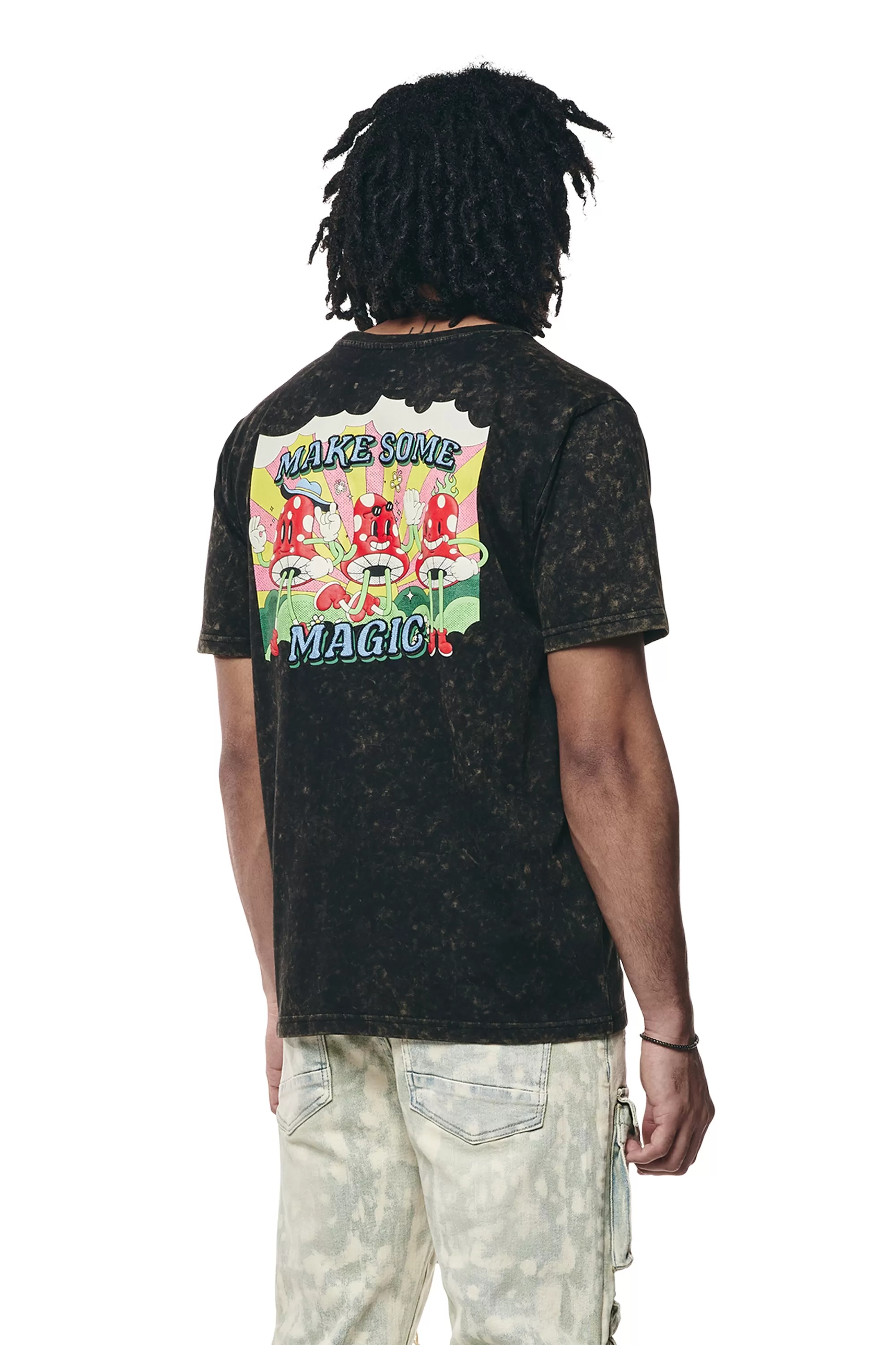 Embroidered Patched & Graphic Printed T Shirt - Black