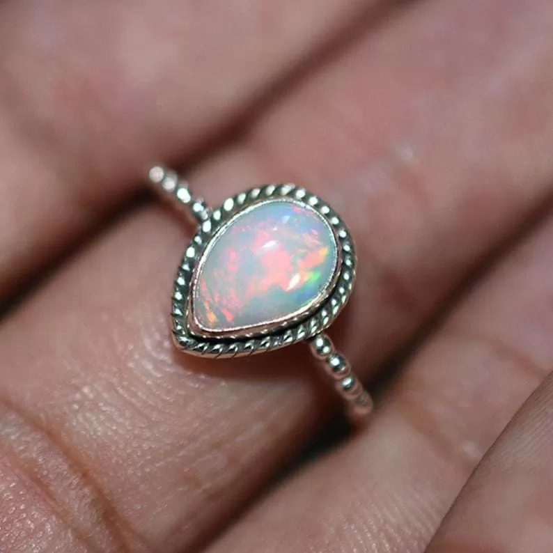 Ethiopian Opal Ring, 925 Silver Ring, Gemstone Jewelry, Natural Opal, Dainty Ring, Boho Ring, Statement Ring, Gift For Wife