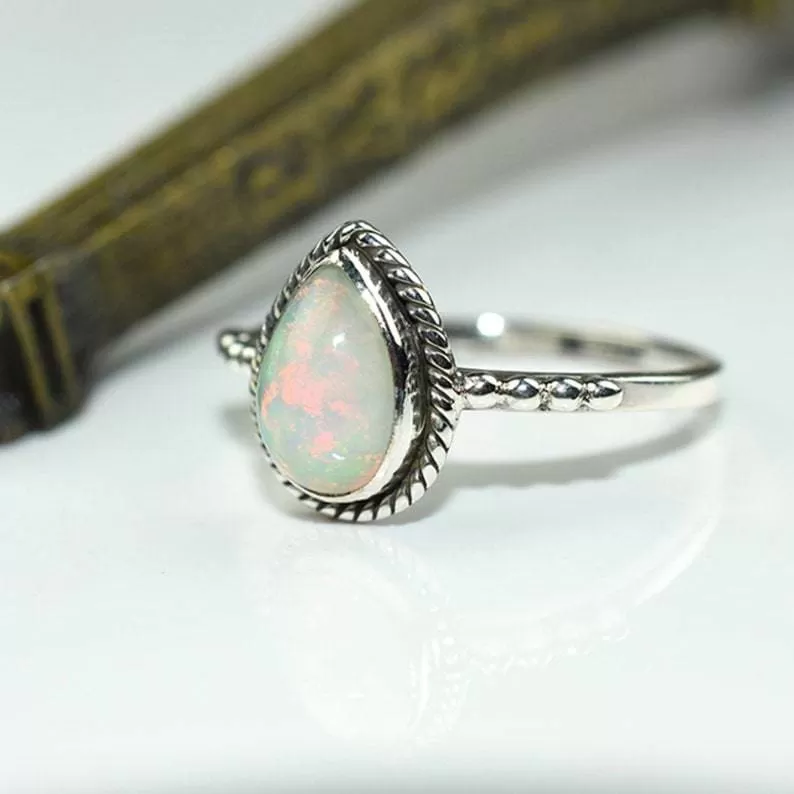 Ethiopian Opal Ring, 925 Silver Ring, Gemstone Jewelry, Natural Opal, Dainty Ring, Boho Ring, Statement Ring, Gift For Wife