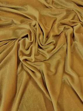 GLITTER STRETCH VELVET 360 GRAMS SPANDEX FABRIC / Gold / Sold by the Yard