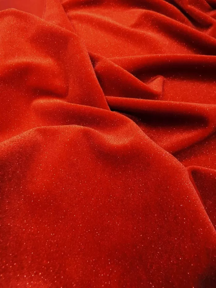 GLITTER STRETCH VELVET 360 GRAMS SPANDEX FABRIC / Gold / Sold by the Yard