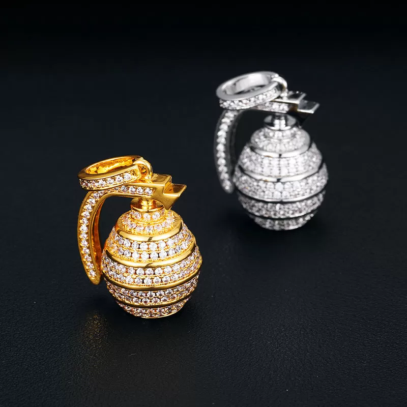 Gold Plated Solid Grenade Pendant