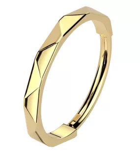 Gold PVD Thin Faceted Titanium Hinged Segment Ring