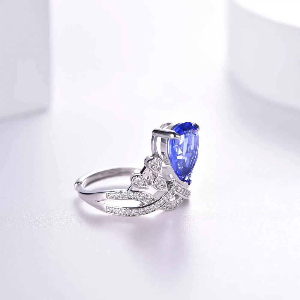 Gorgeous Blue Pear Engagement Ring