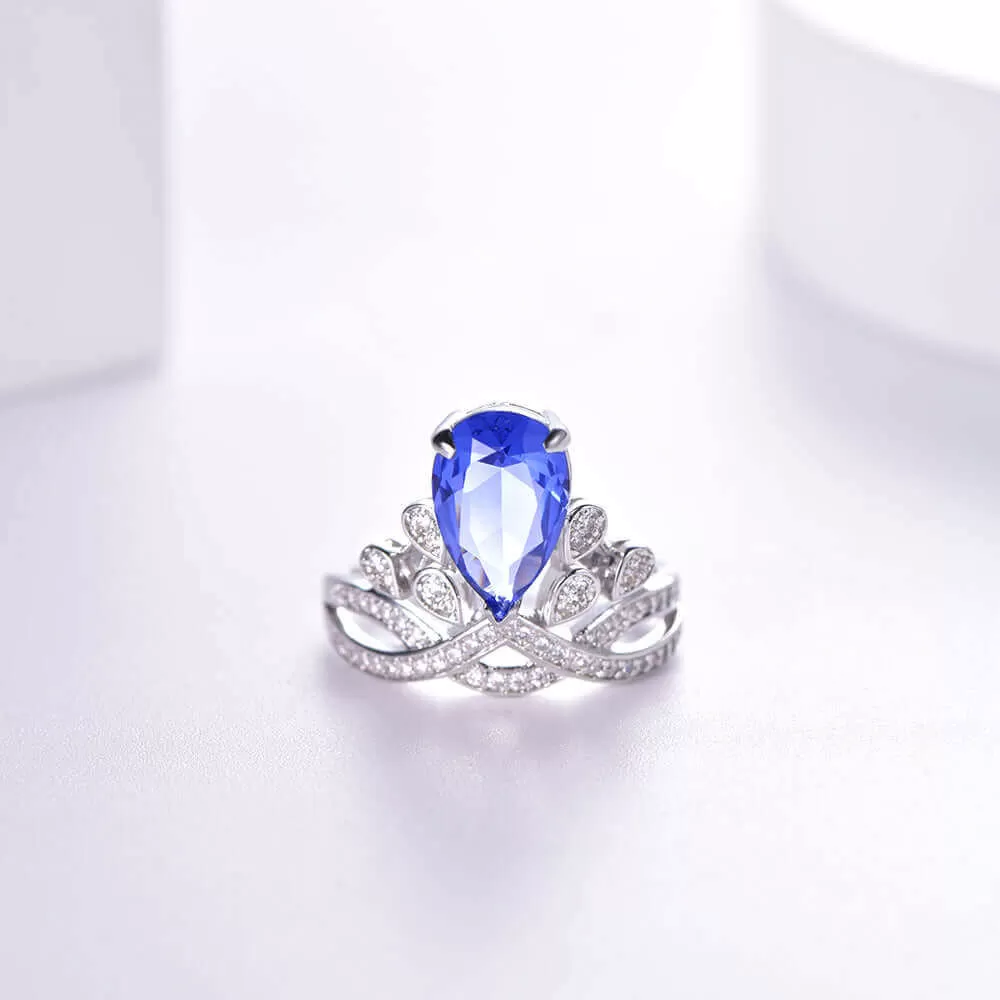 Gorgeous Blue Pear Engagement Ring