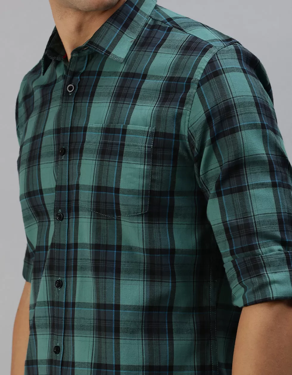 Green Checks Printed Shirt