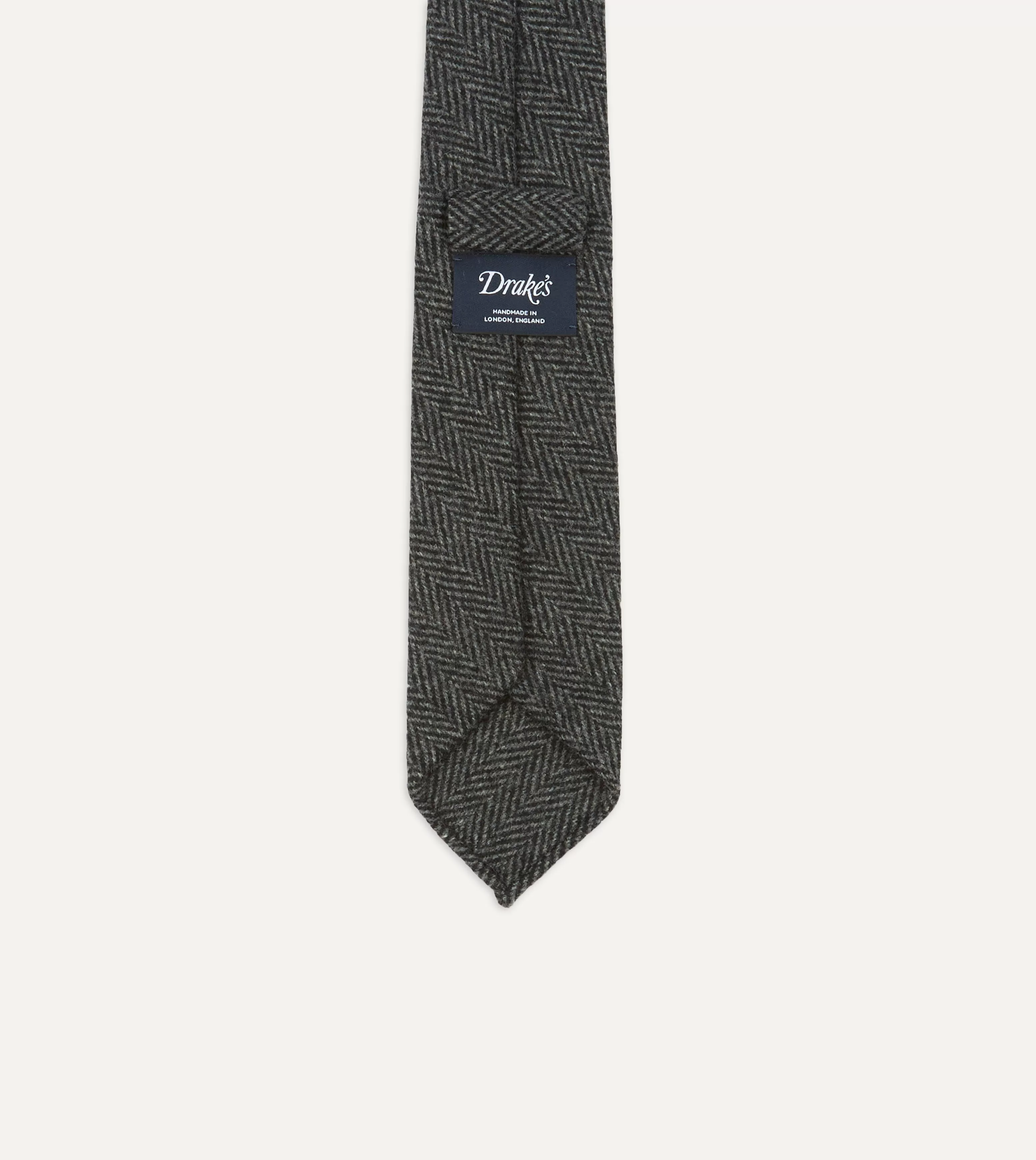 Grey Herringbone Hand Rolled Wool Tie