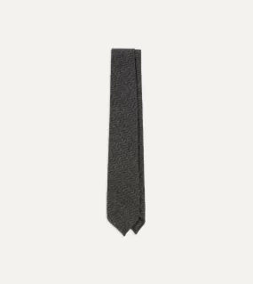 Grey Herringbone Hand Rolled Wool Tie