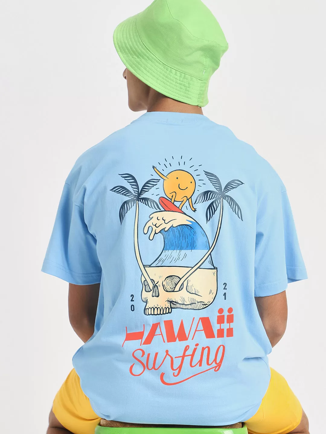 Hawai Surfing Dutchcanal Oversized Graphic Back Printed Boys T-shirt