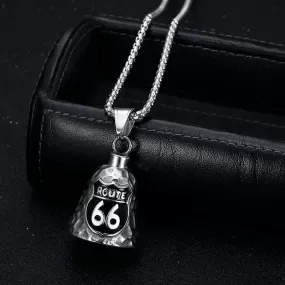 Hip Hop Titanium Steel Punk Polished Drop Glue 66 Highway Cycling Lucky Bell Pendant