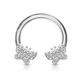 Horseshoe - 16g Cubic Zirconia Butterfly