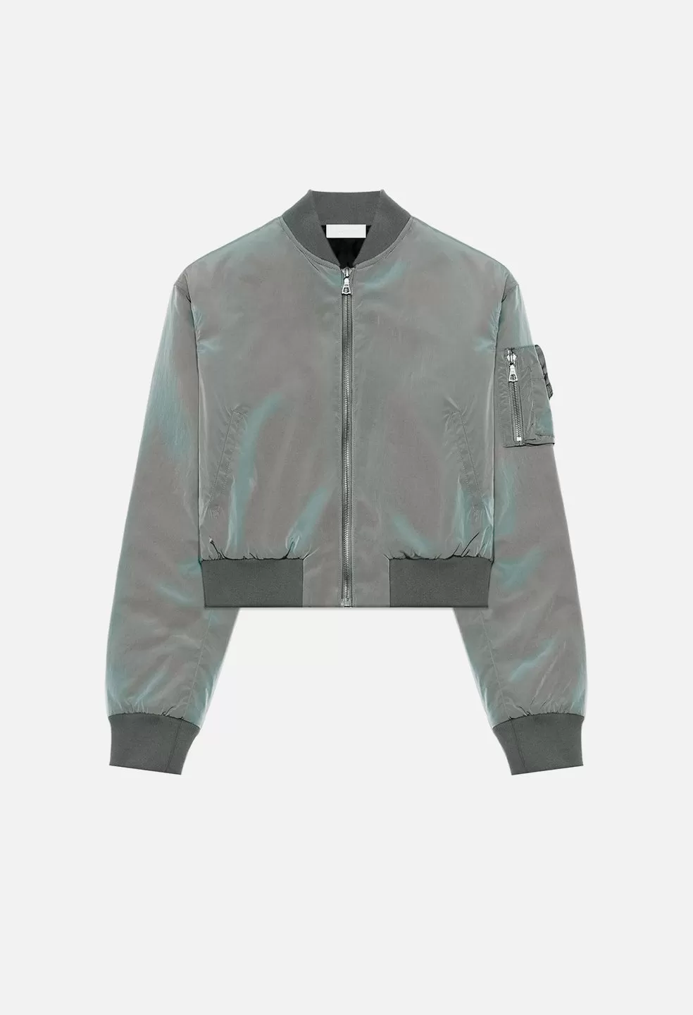 Iridescent Hunter Cropped Bomber / Grey