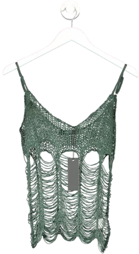 Jaded London Green Laddered Knit Top UK XS