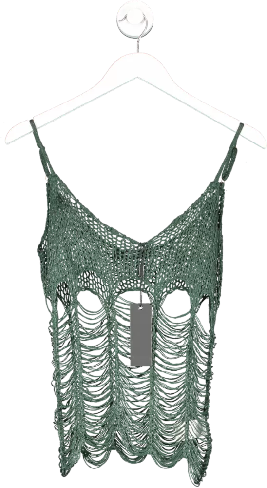 Jaded London Green Laddered Knit Top UK XS