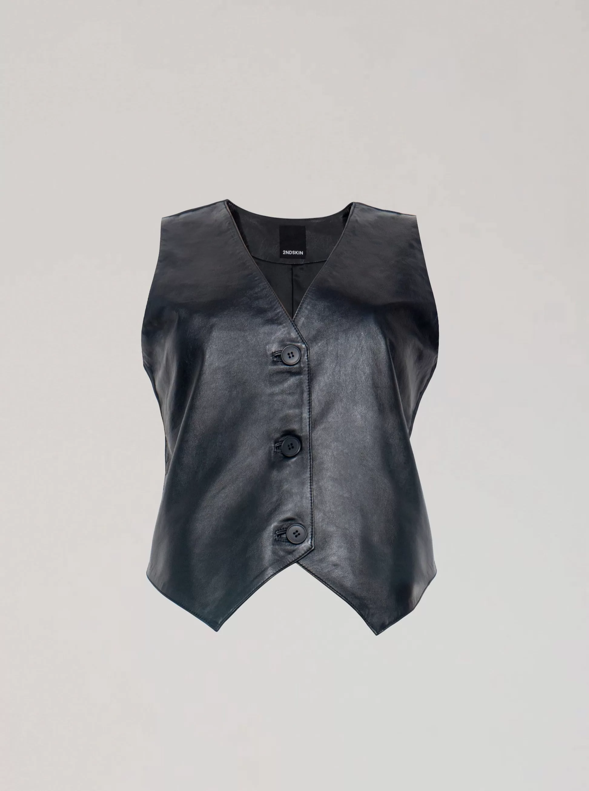 JOLIE LEATHER VEST - BLACK