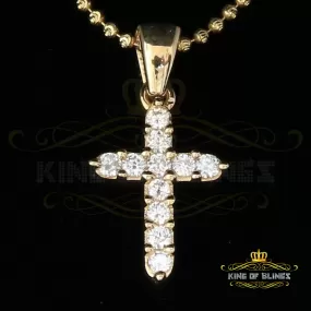 King of Bling's Yellow 925 Sterling Silver Cross Pendant 2.09ct Cubic Zirconia