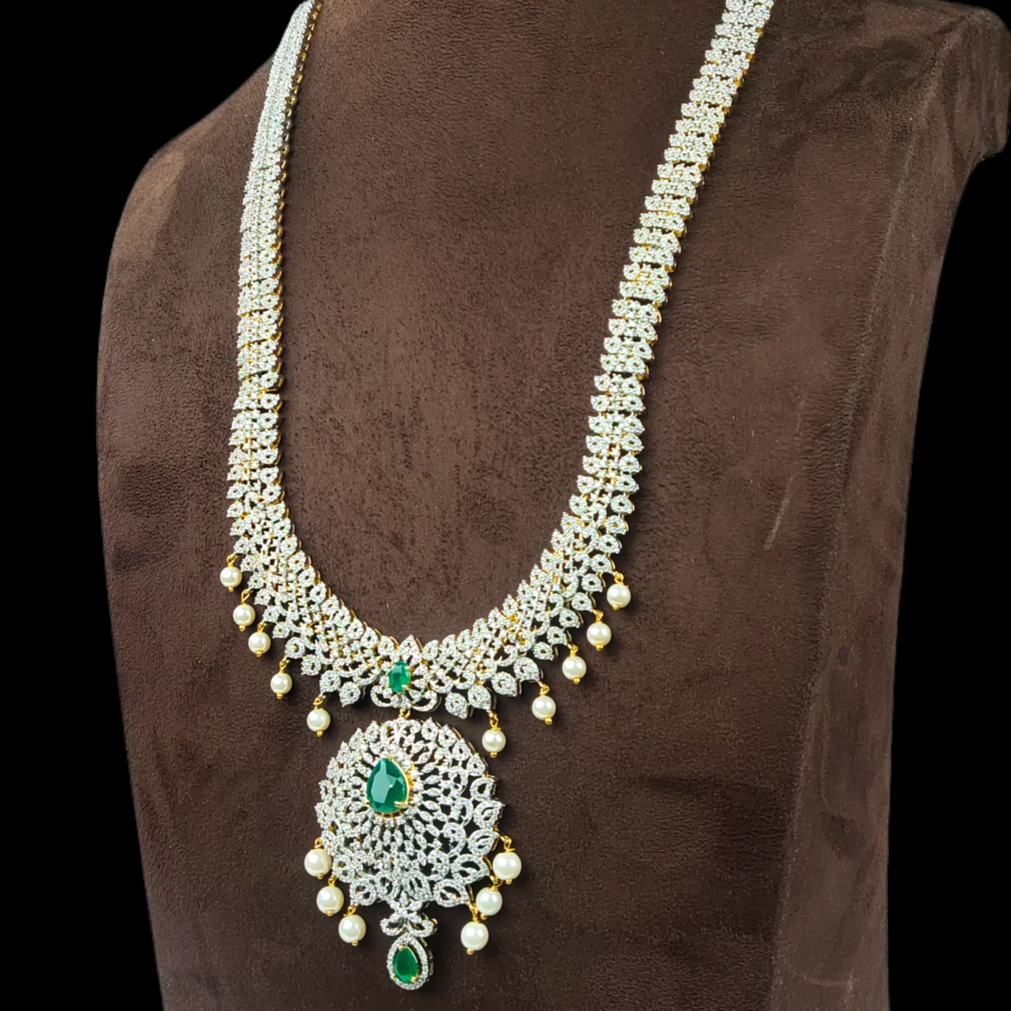 Ladies Long American Diamond Necklace Set By Asp Fashion Jewellery