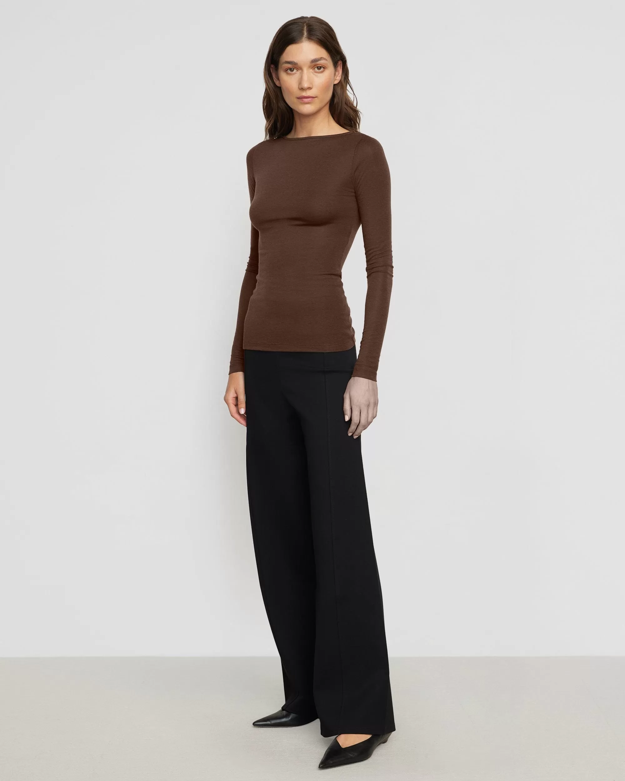 Lana Tencel-Wool Slit-Neck Tee