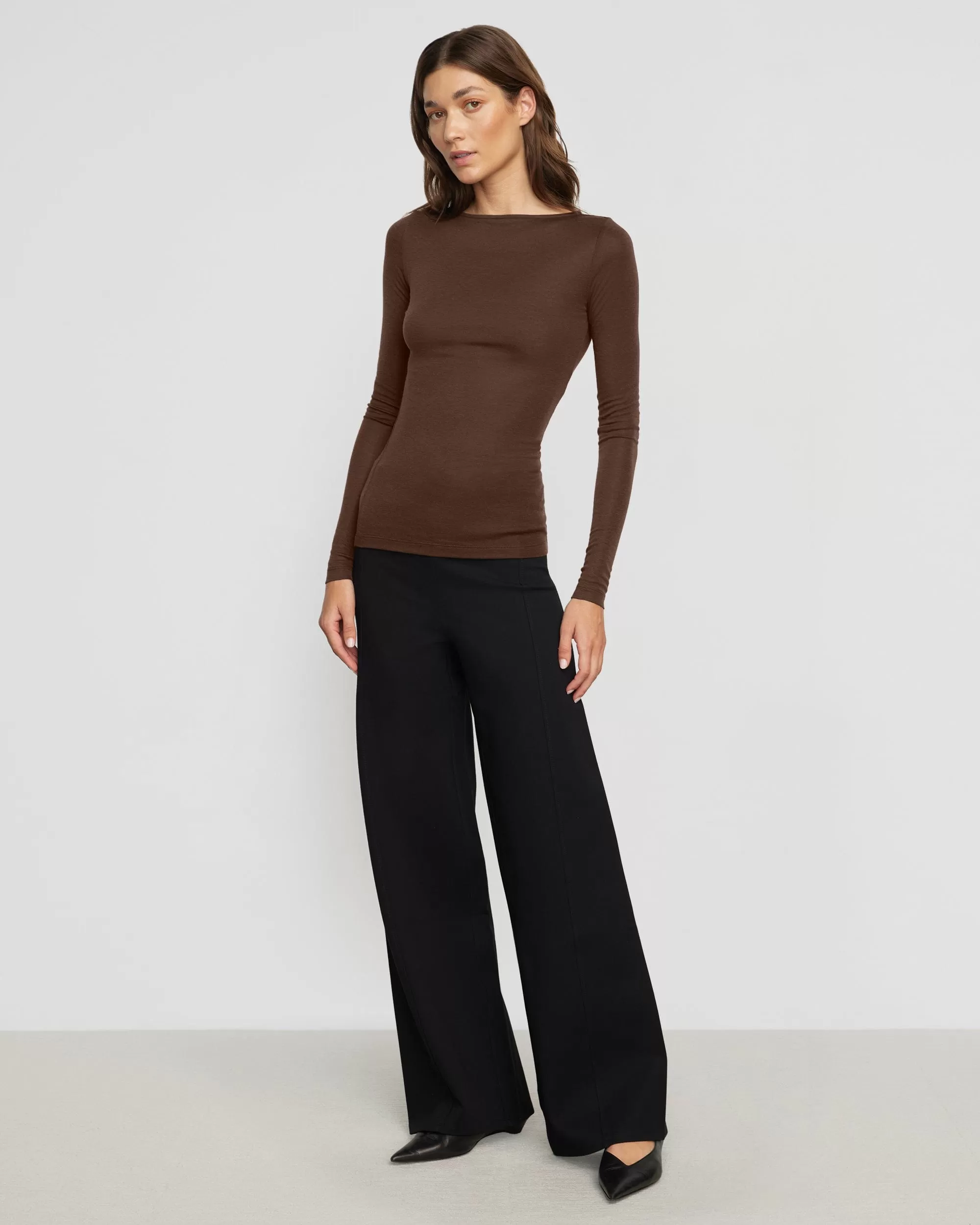 Lana Tencel-Wool Slit-Neck Tee