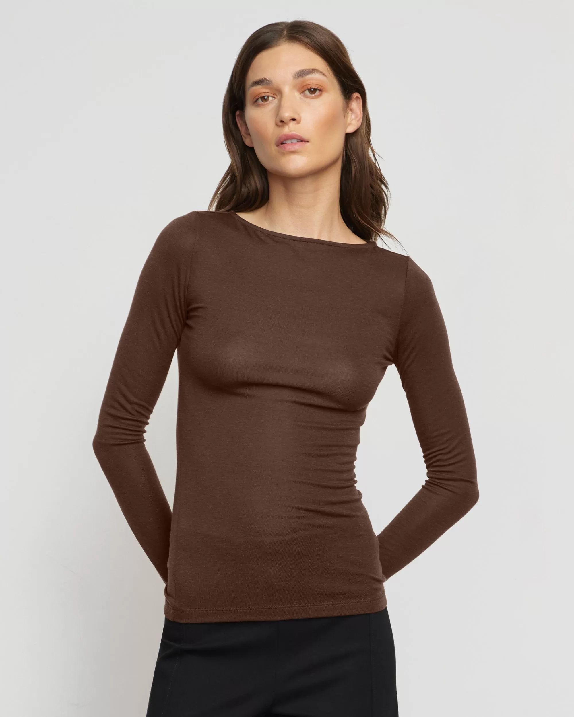 Lana Tencel-Wool Slit-Neck Tee