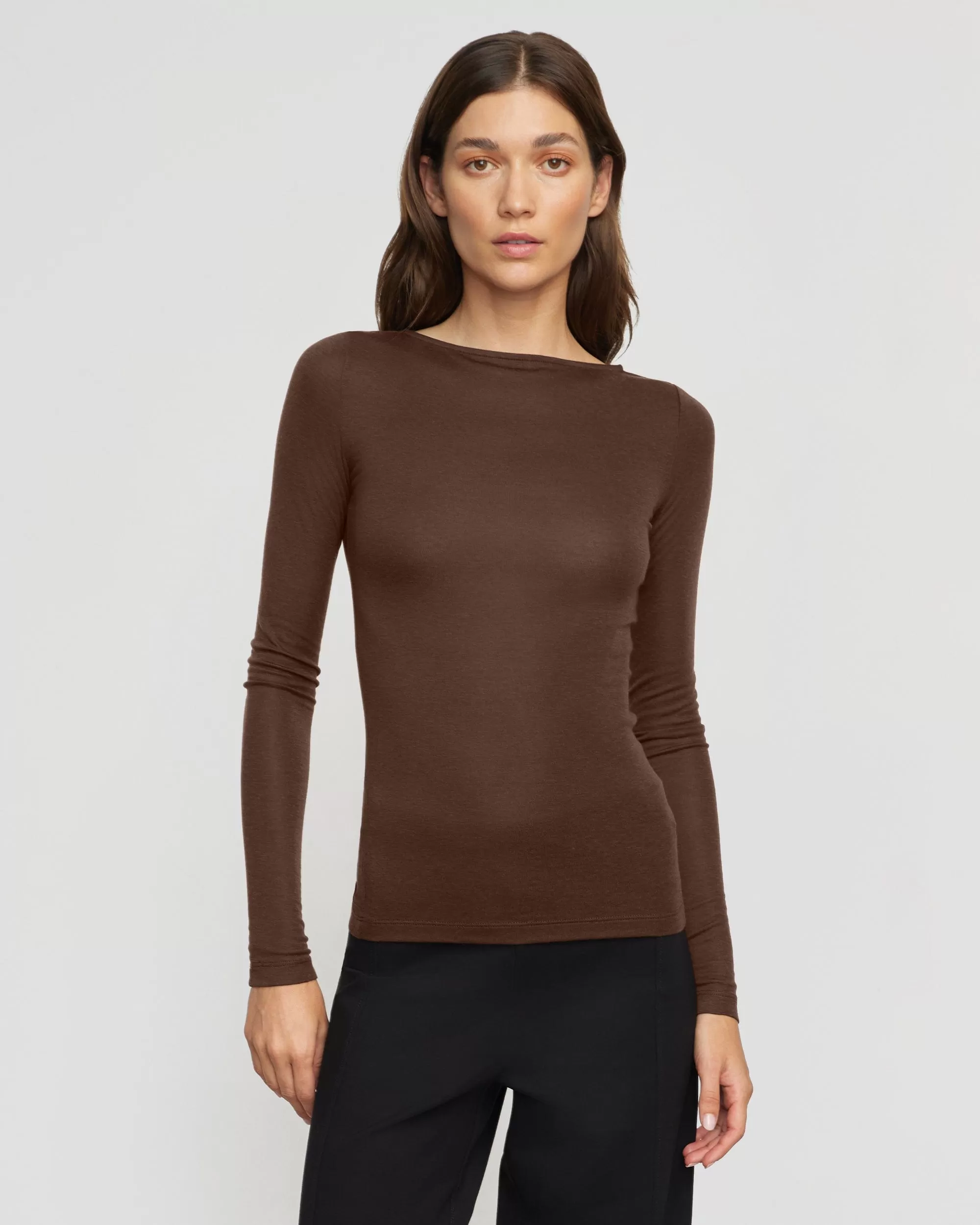 Lana Tencel-Wool Slit-Neck Tee