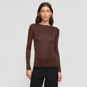 Lana Tencel-Wool Slit-Neck Tee