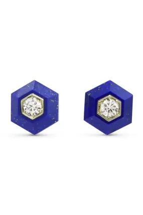 Lapis Hexagon Stud Earrings