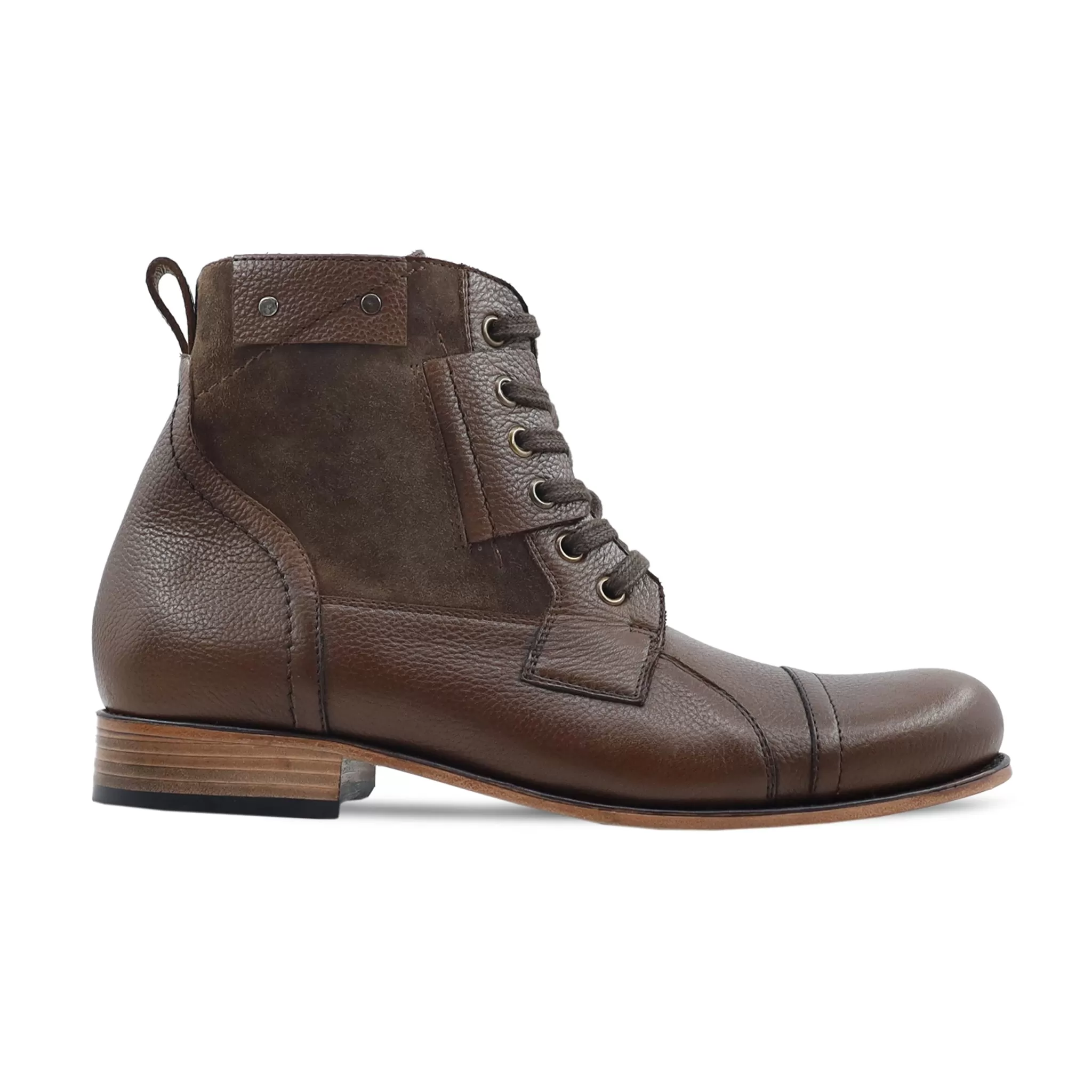 Lifuk - Men's Brown Pebble Grain Boot