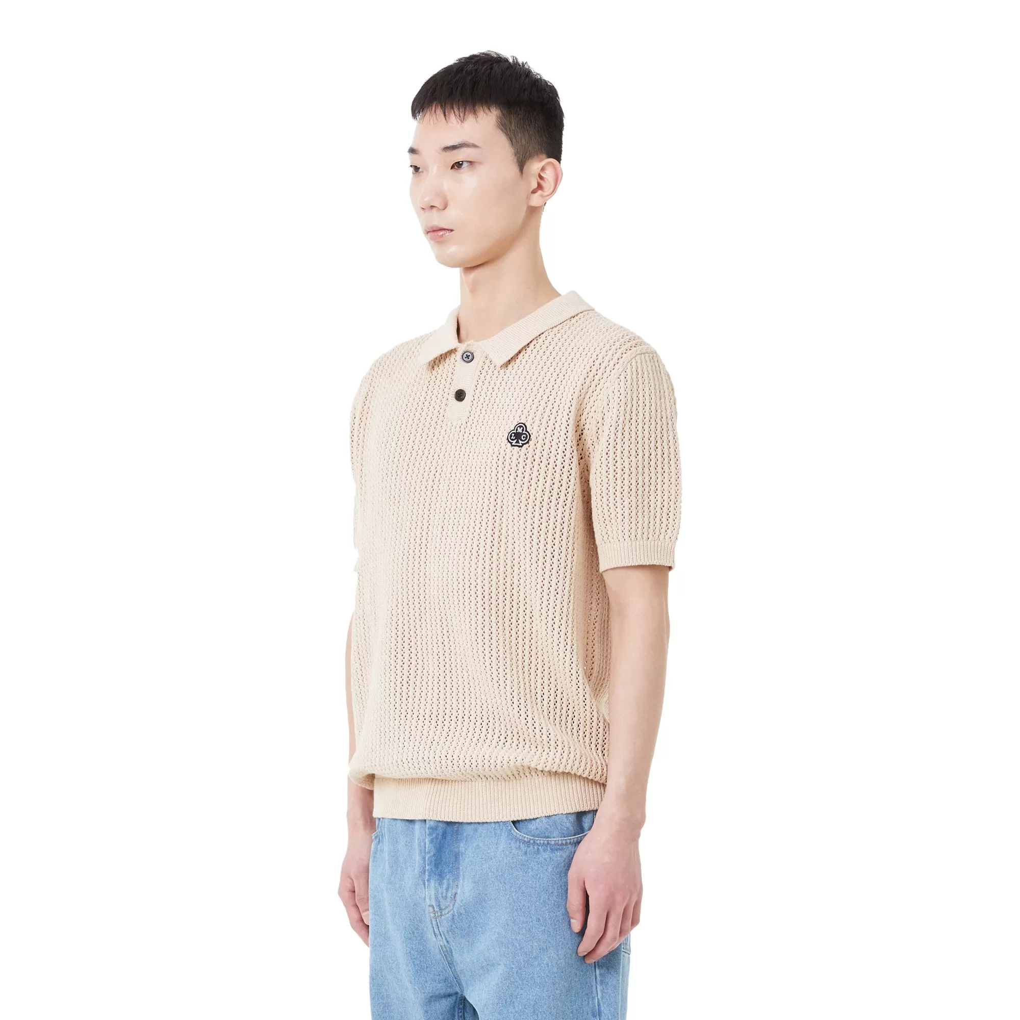 LMC Mens Mesh Knit Polo Shirt