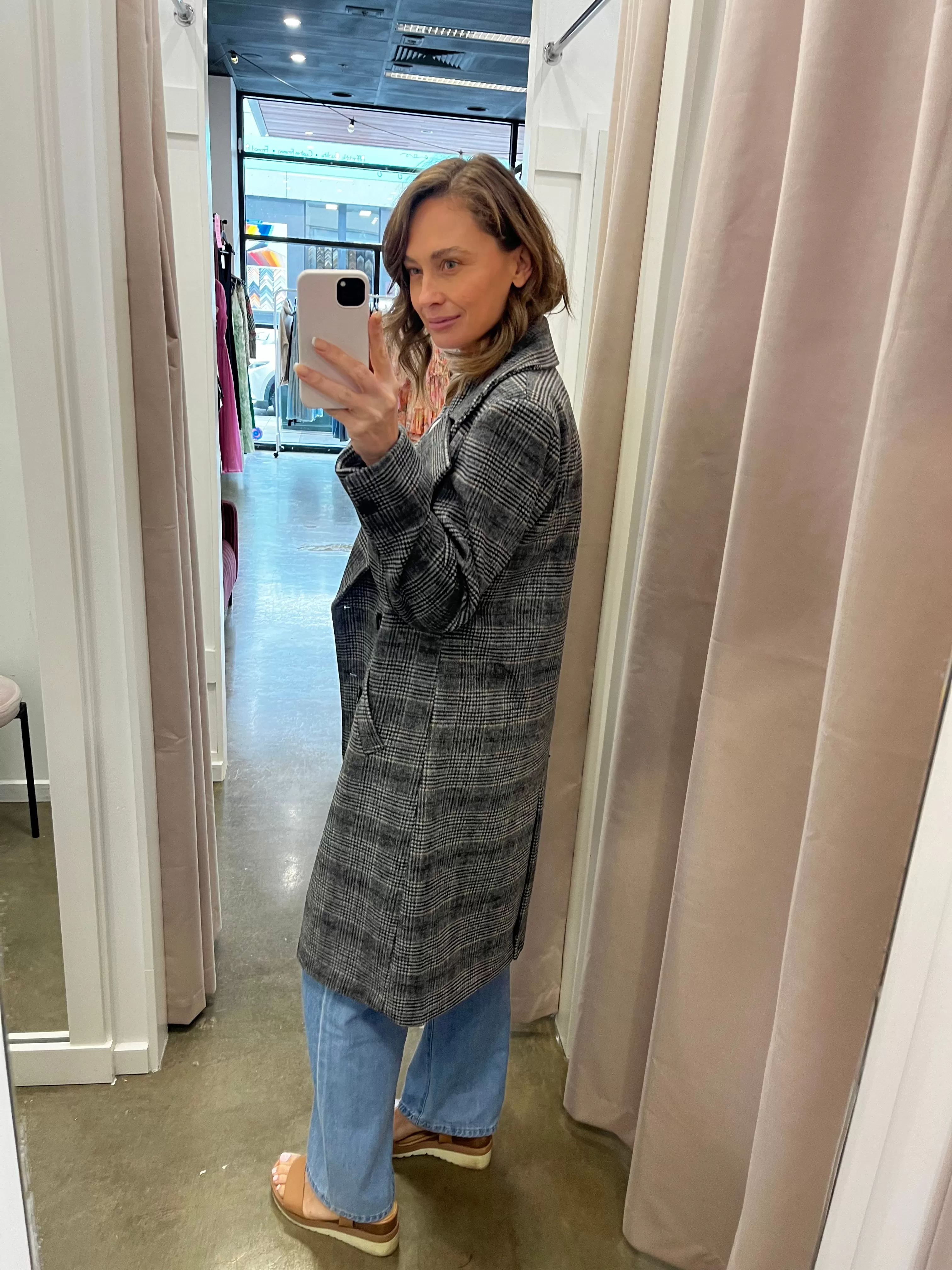 Lyon Coat (Grey & Brown Check)