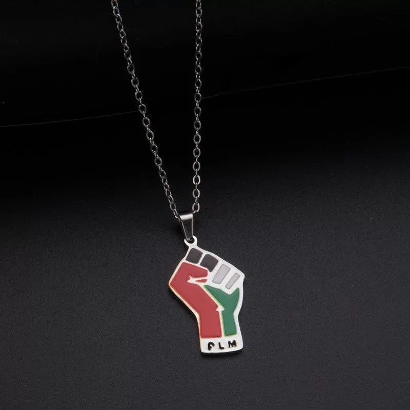 MAC100 Stainless Steel Vintage keffiyeh Palestine Map Pendant Necklace