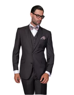 Men's 3 Piece Tailored Fit Wool Suit by Statement color Charcoal