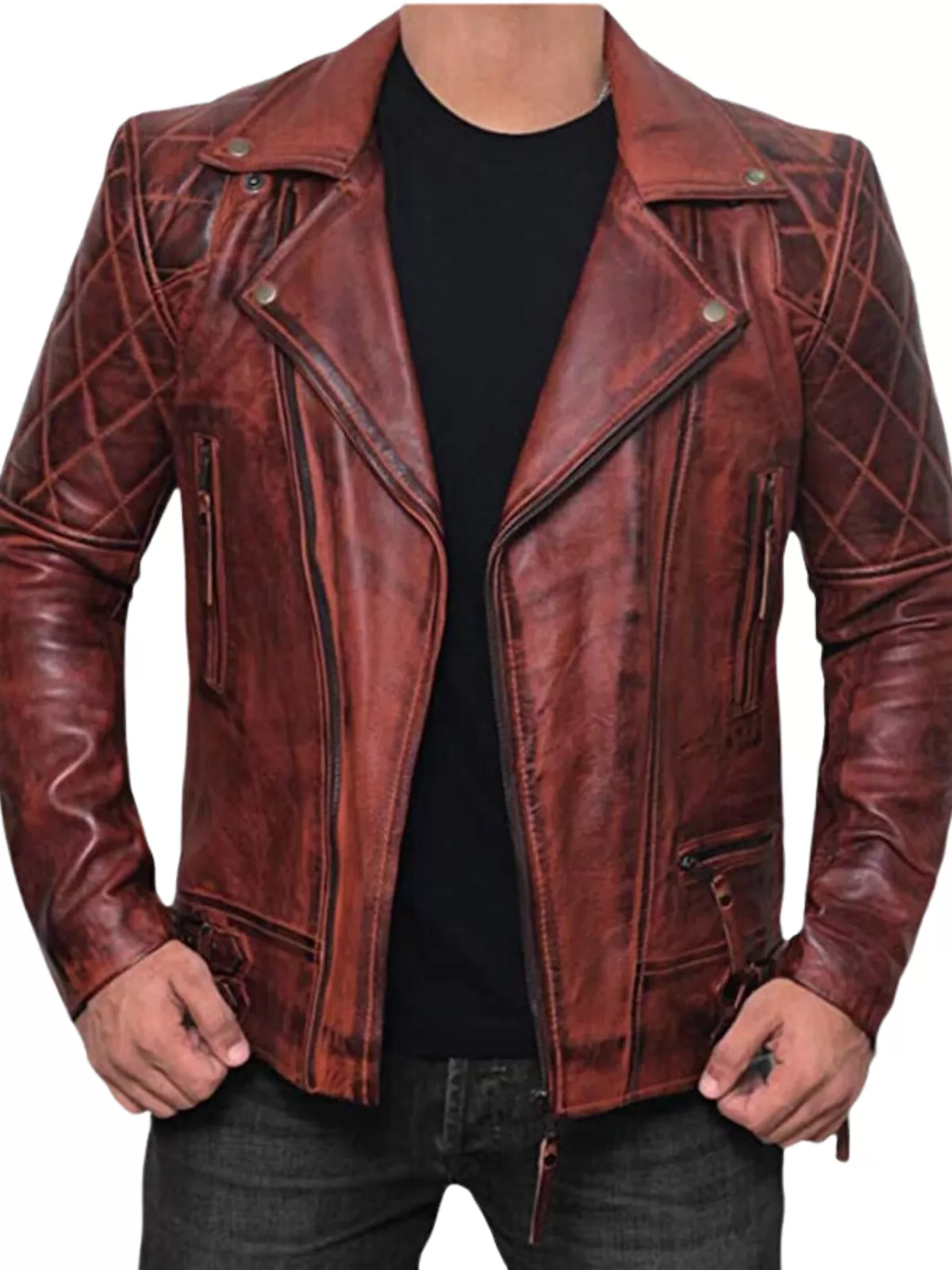 Men's Genuine Lambskin Leather Vintage Motorcycle Jacket