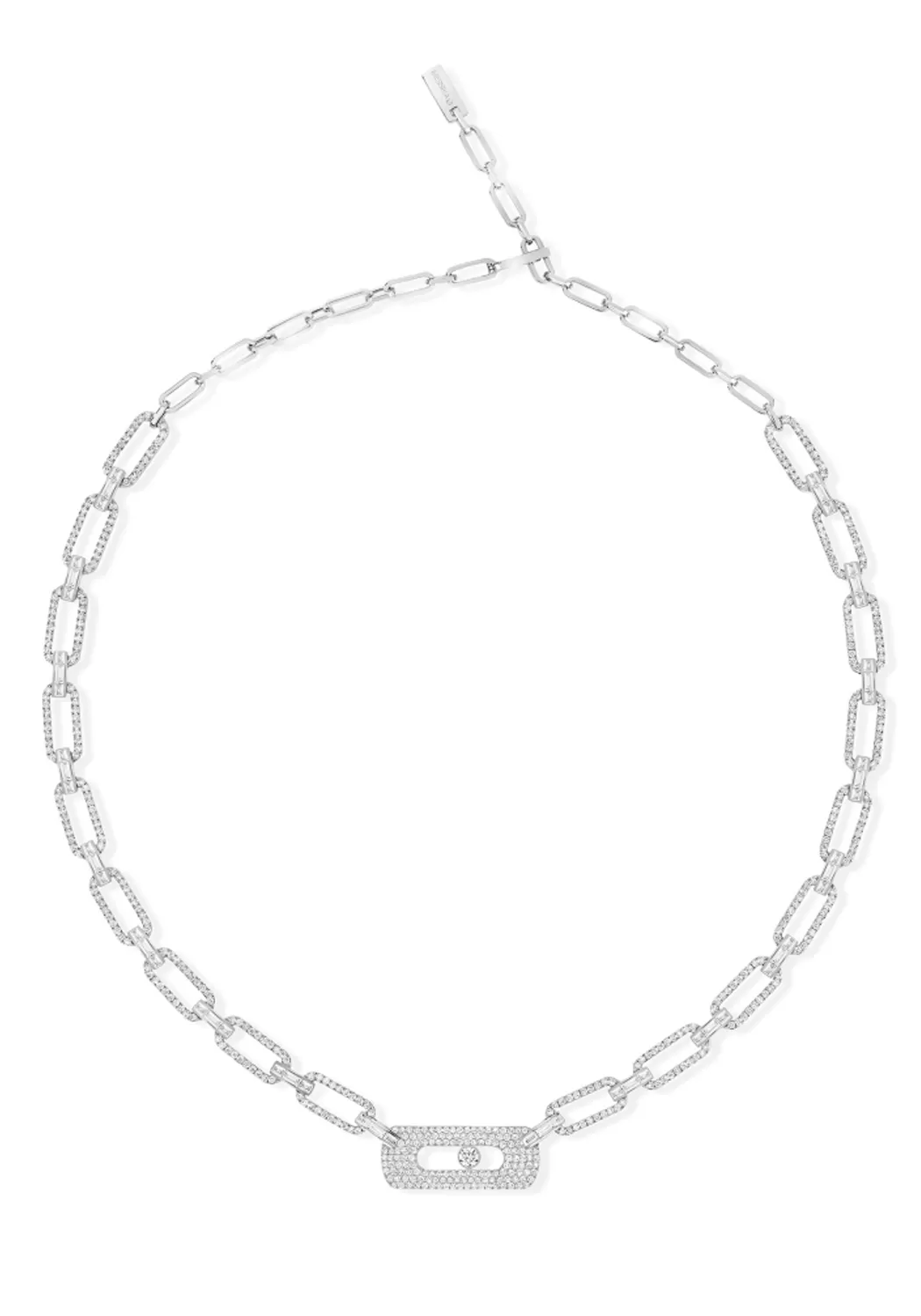 Messika Move Link Full 18KWG Pavé Diamond Chain Necklace