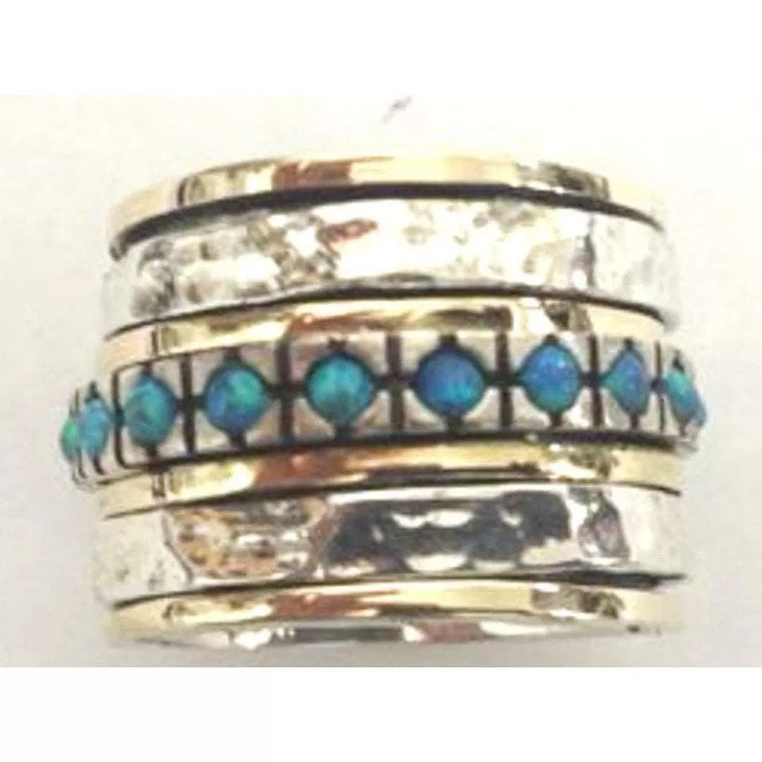 Mother's Day Gift. Statement ring / spinner ring / israeli ring / silver 9 ct gold ring / bands Bluenoemi opals