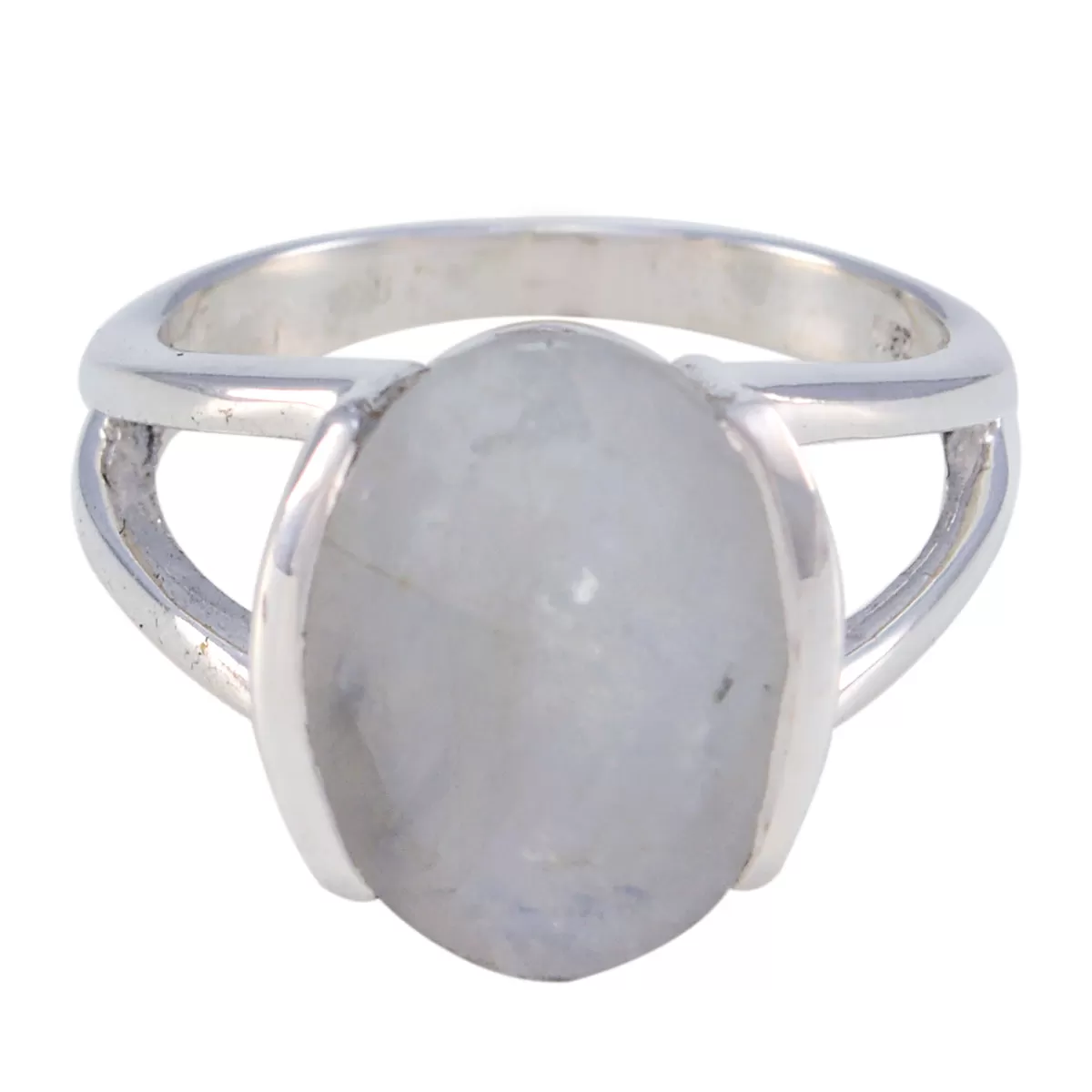 Natural Gem Rainbow Moonstone Sterling Silver Ring Girlfriend Gift