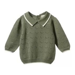 Nature Baby LS Maeve Polo - Green Pointelle