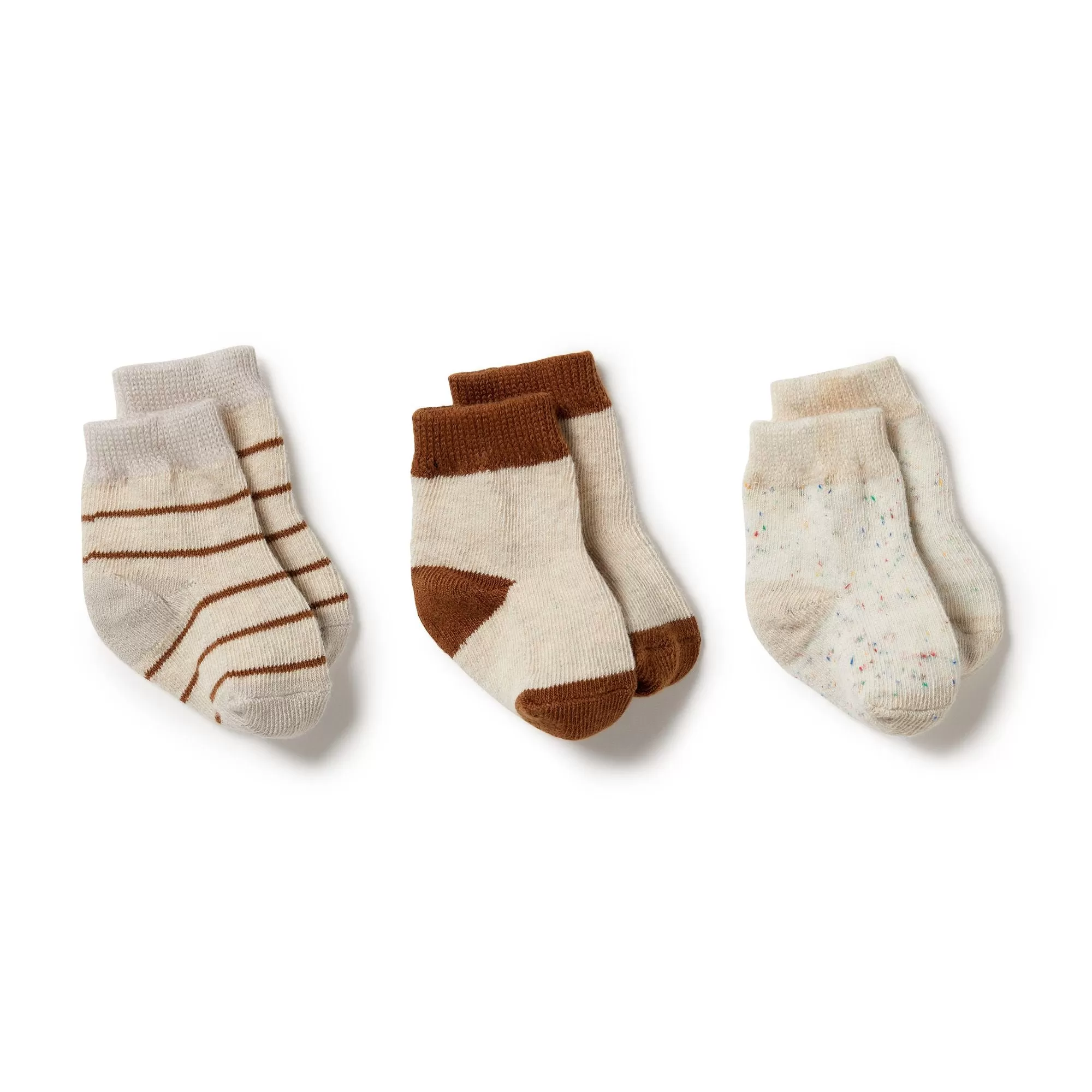 Organic 3 Pack Baby Socks, Oatmeal-Nimbus-Dijon