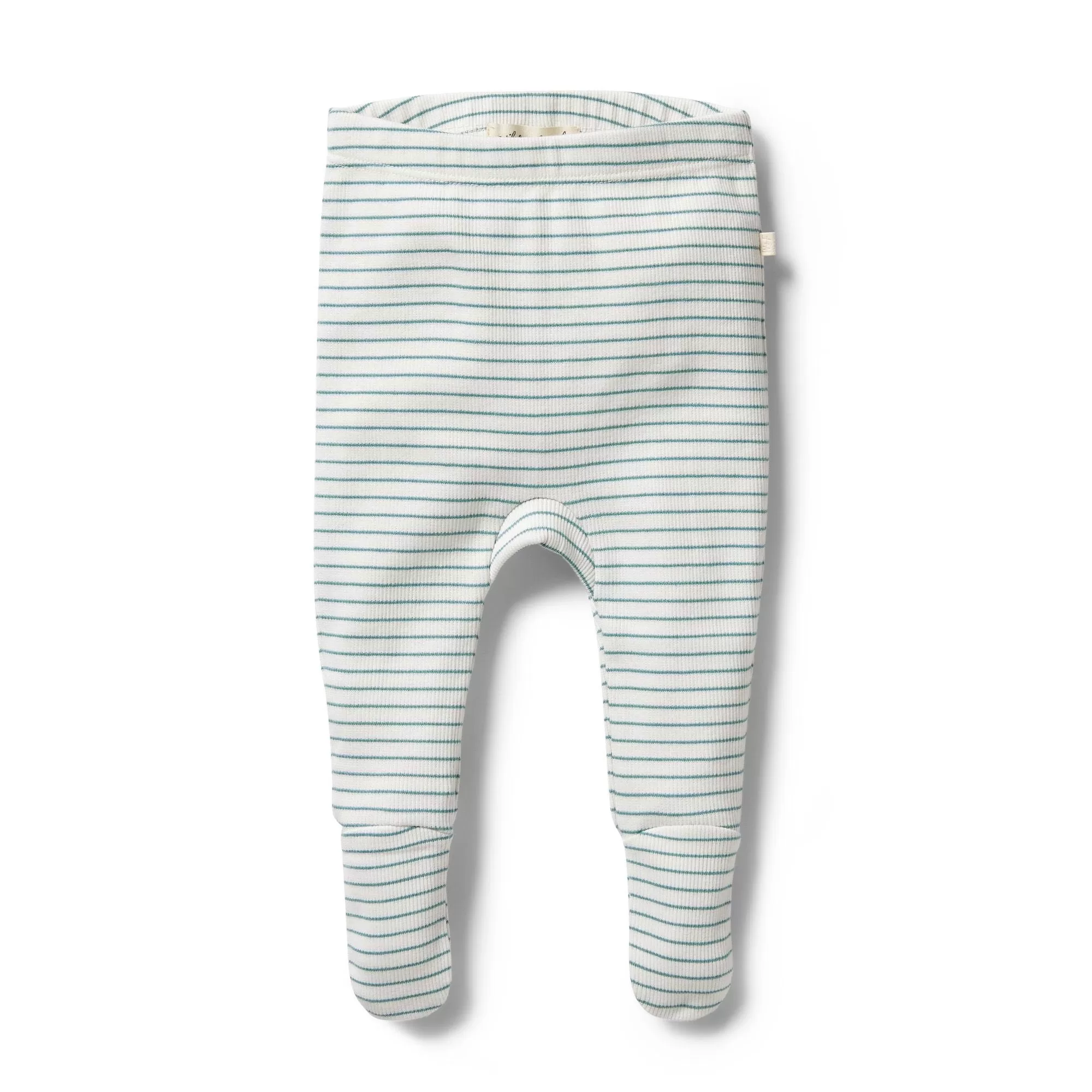 Organic Stripe Rib Footed Legging, Arctic