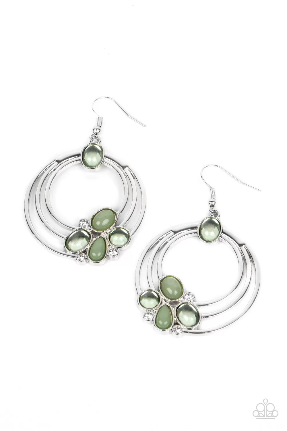 Paparazzi Dreamy Dewdrops - Green Basil Beads Earrings